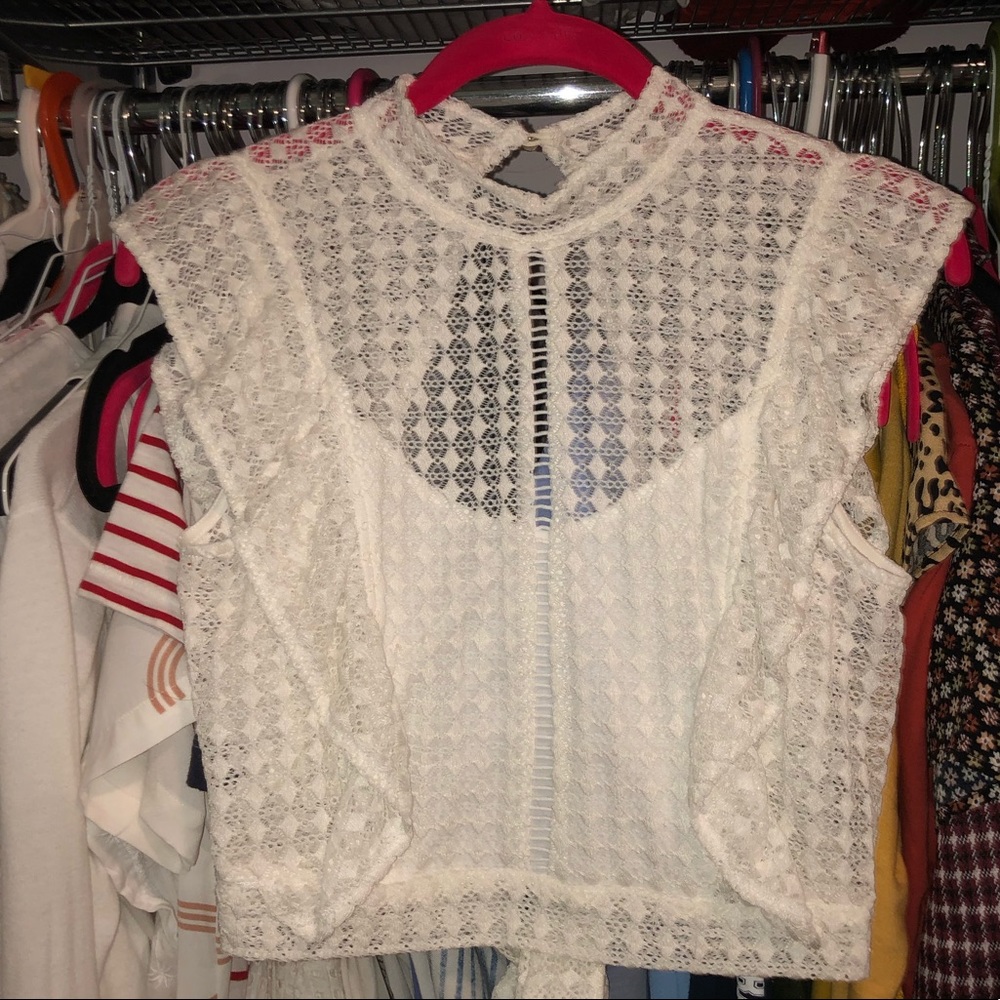 Cropped backless lace top